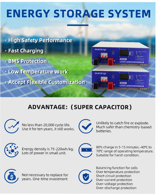 Módulo de BMS 48V Ultracapacitor, almacenamiento de energía de 300Ah Ultracapacitor