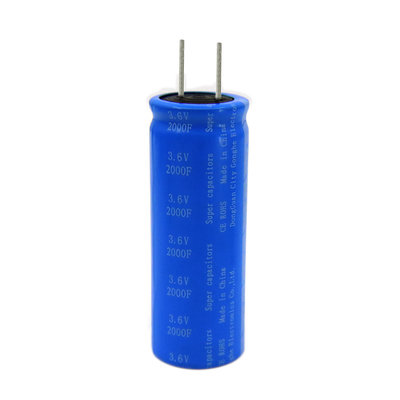 Batería radial eléctrica doble 3.6v 2000f de los condensadores del faradio de la capa